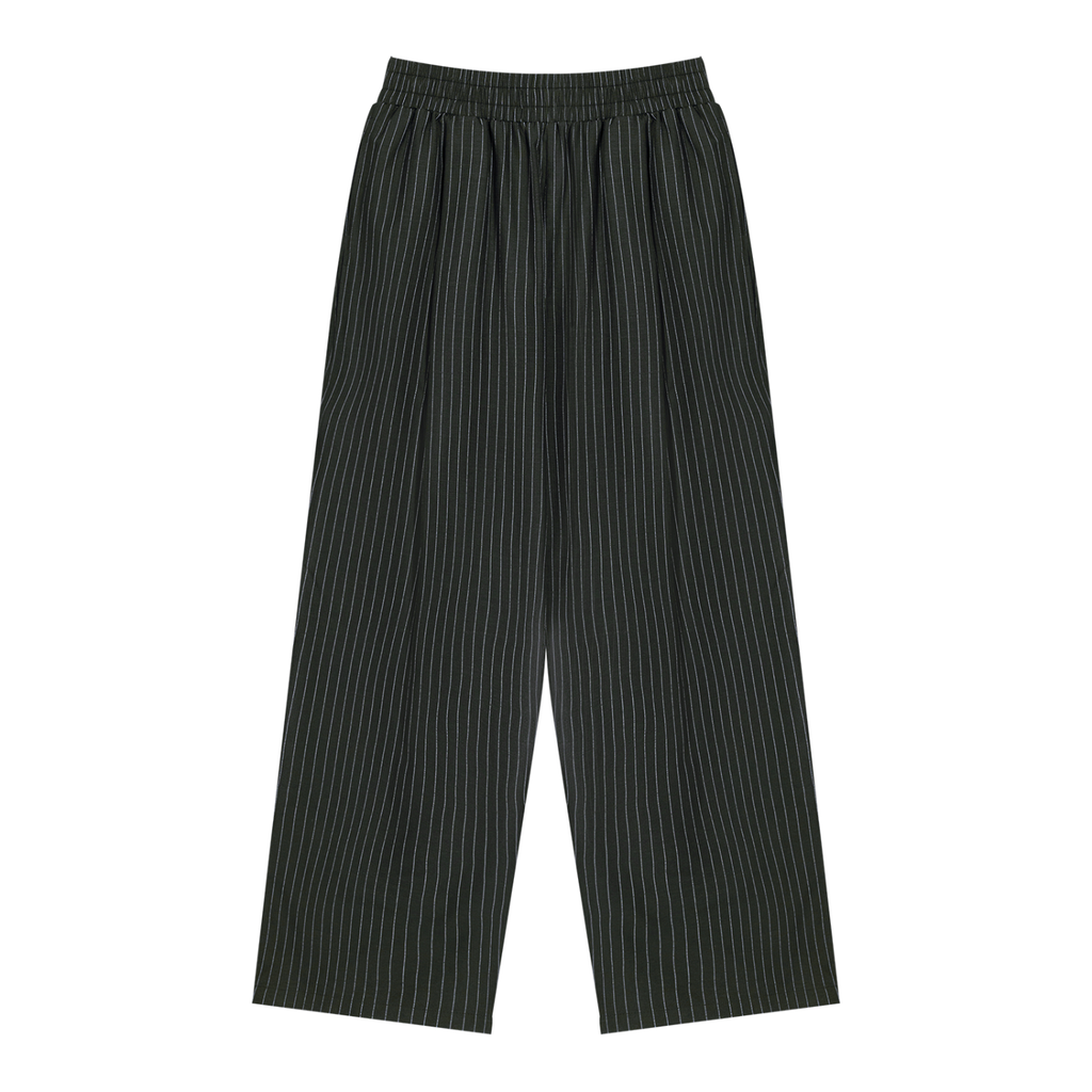 Unisex Striped Pleated Trousers